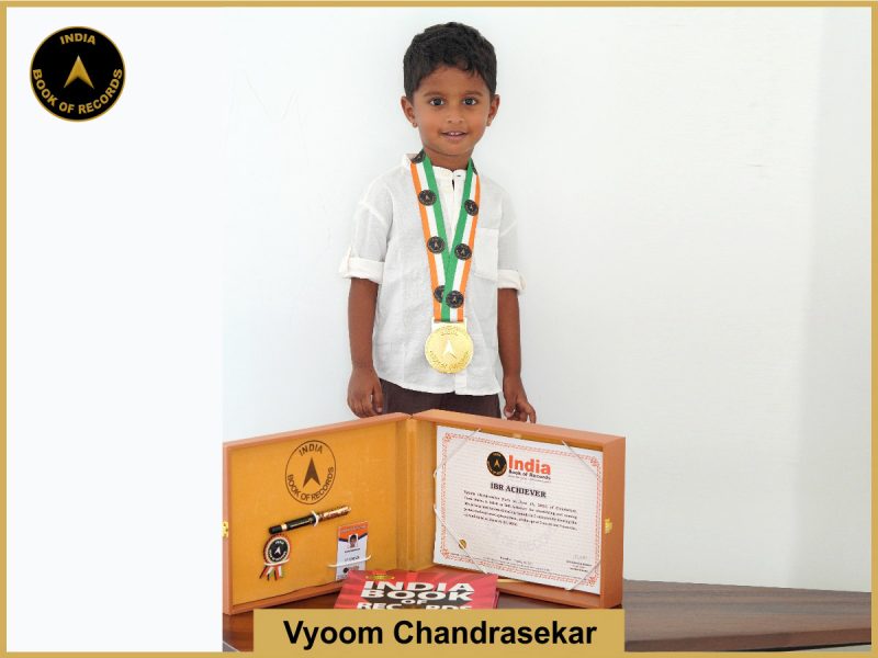 Image of Vyoom Chandrasekar with IBR Achiever certificate.
