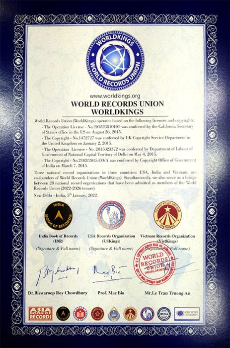 World Records Union Licenses and copyrights details Certificate-3