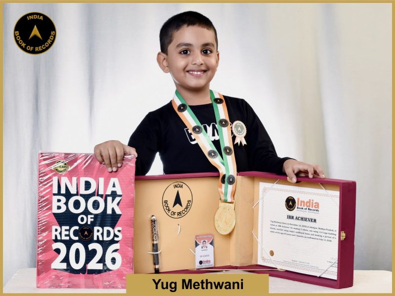 Pic of Yug Methwani with IBR Achiever Certificate.