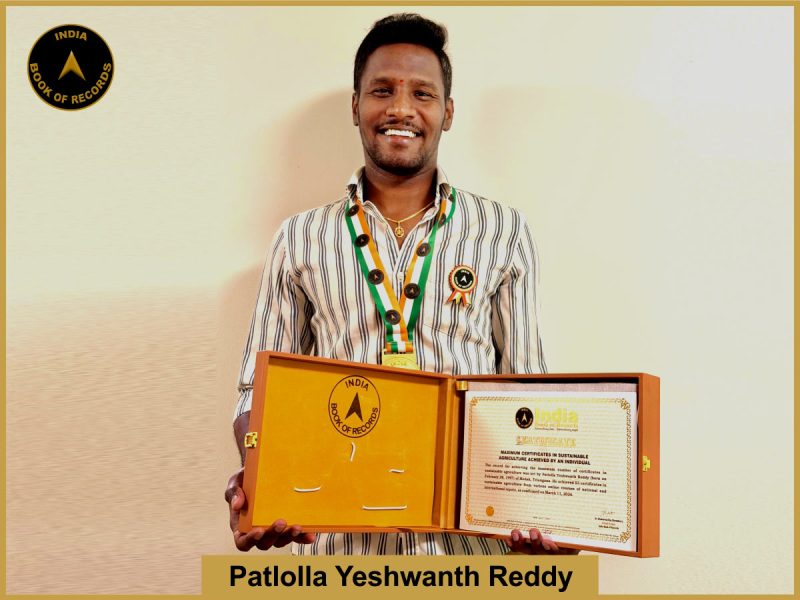 Pic of patlolla yeshwanth reddy, Maximum certificates in sustainable agriculture achieved by an individual.